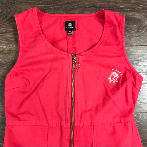 Element Womens Full Zip I Love Trees 2000s Vintage Style Crimson Skater Dress 6 - Picture 2 of 7